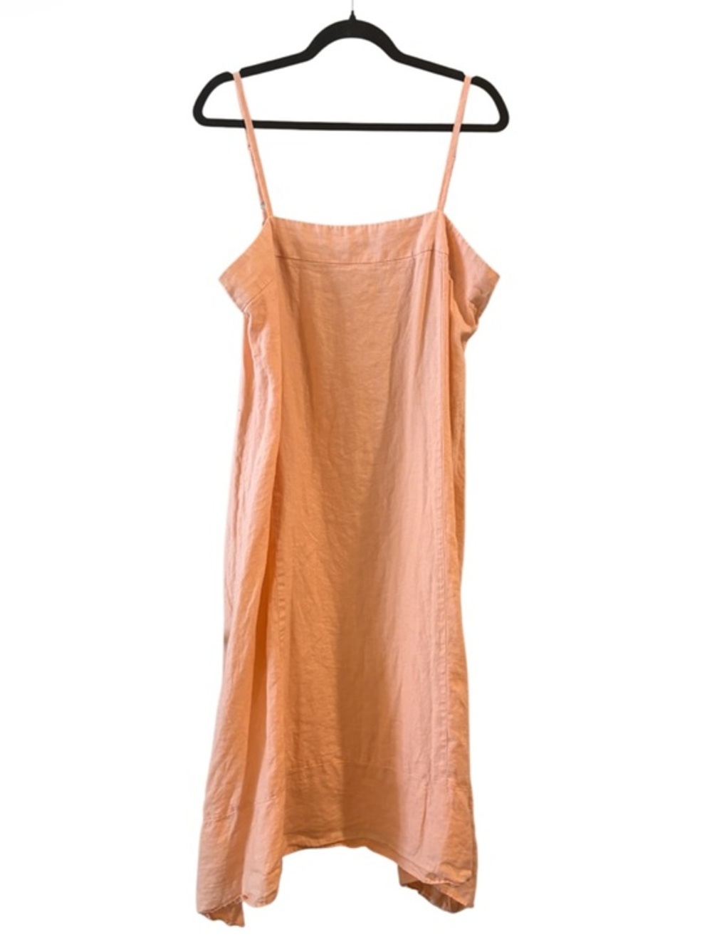 DKNY Linen Dress Size Large Handkerchief Hem Peach Slip Minimalist